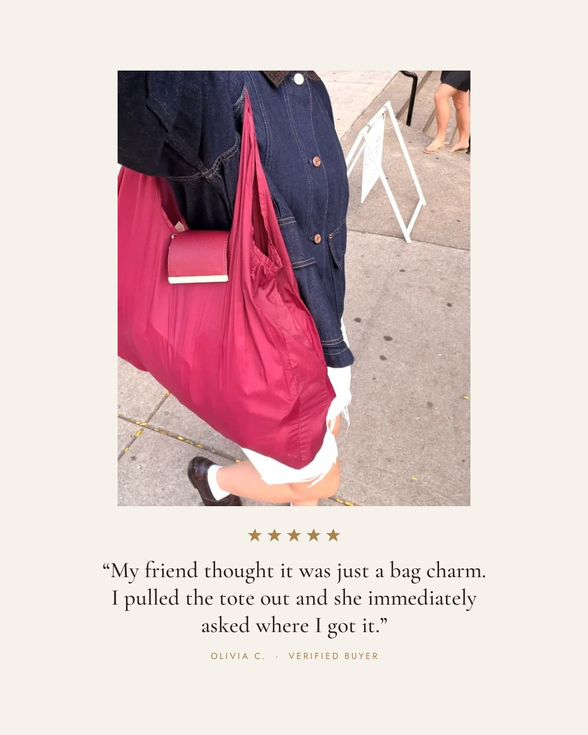 5 stars. My friend thought it was just a bag charm. Olivia C., verified buyer