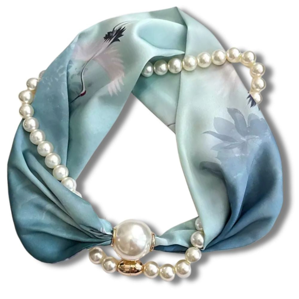 Venise pearl scarf necklace, Ciel