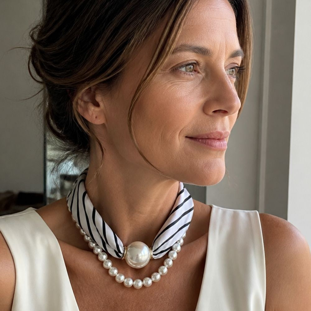 Venise pearl scarf necklace