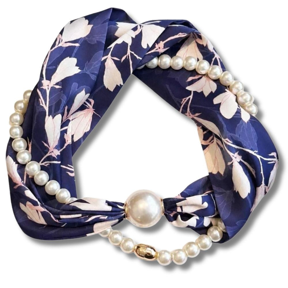 Venise pearl scarf necklace, Marine