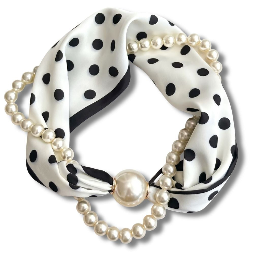 Venise pearl scarf necklace, Polka