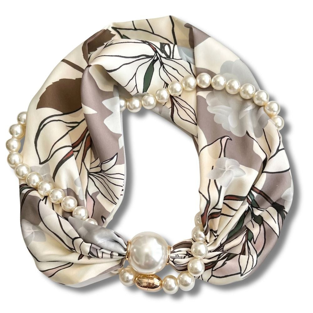 Venise pearl scarf necklace, Sable