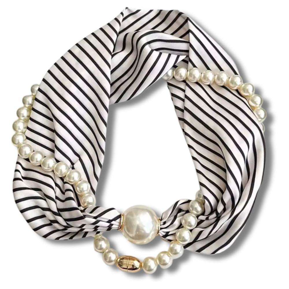 Venise pearl scarf necklace, Stripe